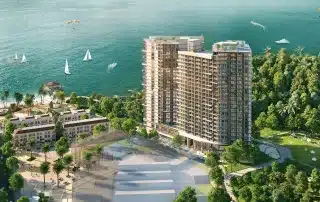Dự án Xanh Island Cát Bà với kiến trúc độc đáo, bãi tắm nhân tạo và nhiều tiện ích công cộng xanh.