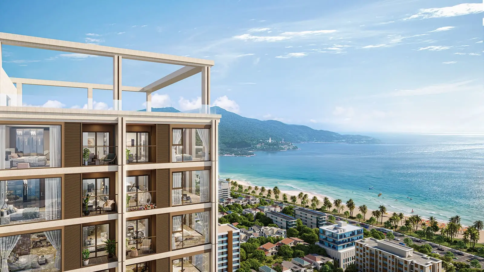 View biển tuyệt đẹp từ căn hộ Sun Costa Residences Đà Nẵng, nơi lý tưởng để trải nghiệm cuộc sống đẳng cấp.