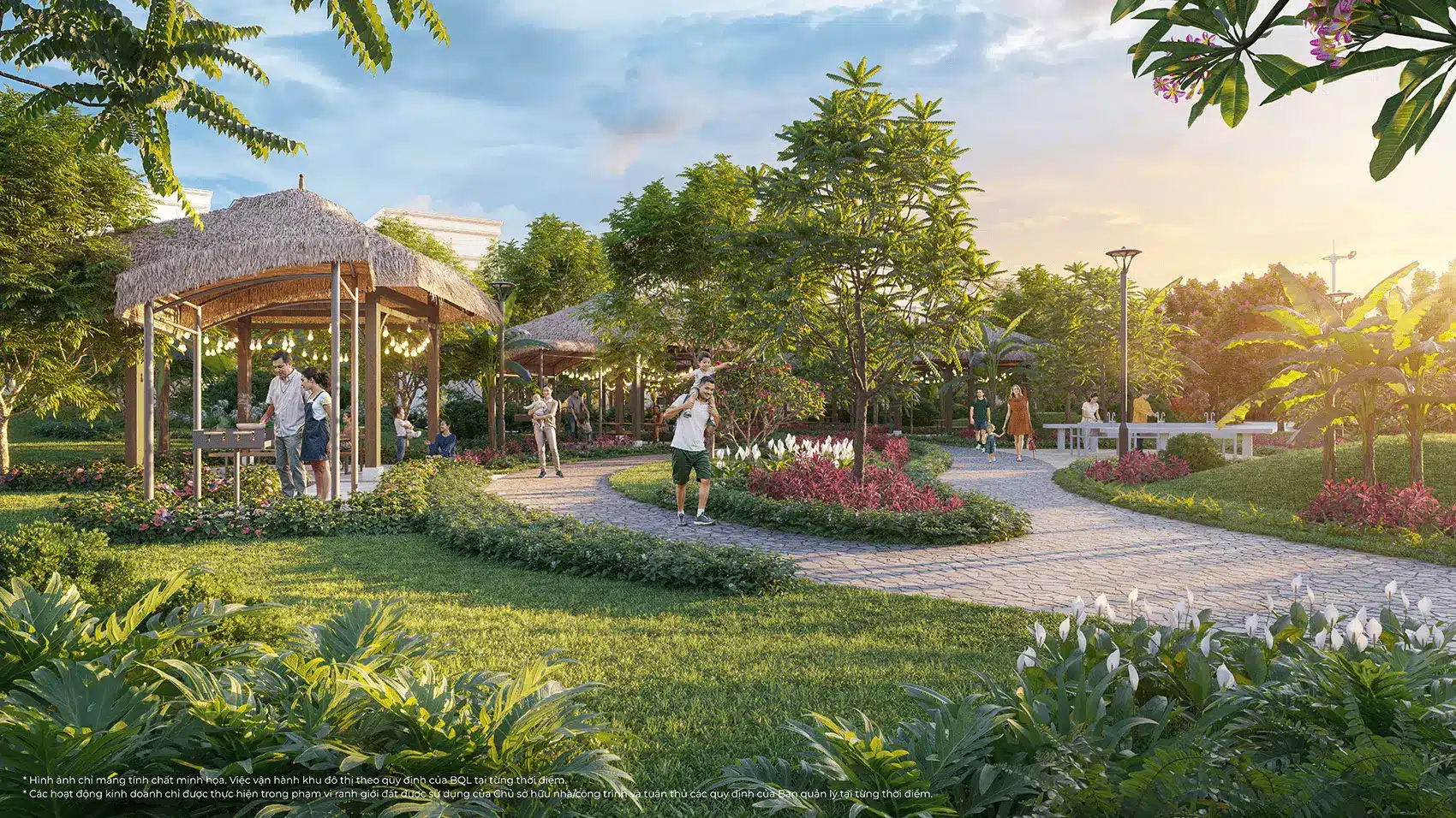 Khuôn viên xanh mát và tiện nghi tại Vinhomes Green City mang lại không gian sống lý tưởng cho cư dân.
