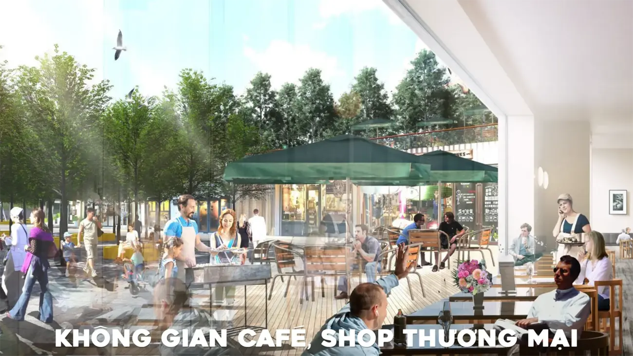 Không gian cafe và shophouse thương mại tại Charmora City mang đến trải nghiệm đẳng cấp và thư giãn.